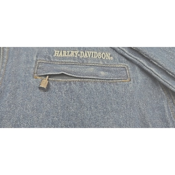 Vtg Original Harley Davidson Women's Jacket L Denim Biker Motorcycle Y2K - Picture 6 of 9